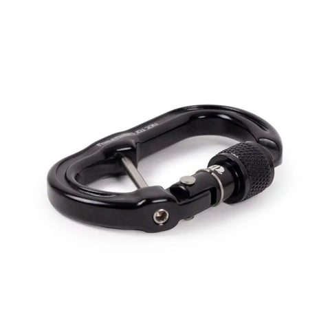 Micro Raider Captive Aluminum Keylock Screw Lock Carabiner, black, 2.2 x 1.3 inches, secure gear rigging.