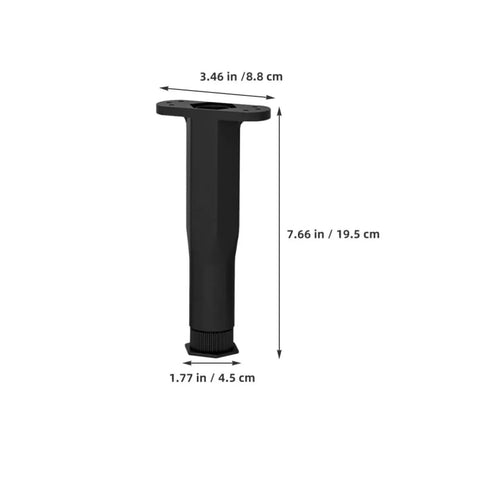 8Pcs Adjustable Telescoping Furniture Legs, Heavy-Duty Replacement for Bed Frames and Tables, Black PP, showing dimensions.