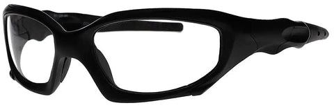 Badass Wraparound Safety Glasses Featuring Dope Black Full Rim Frames And Impact Resistant Polycarbonate Photochromic Lenses - Side View