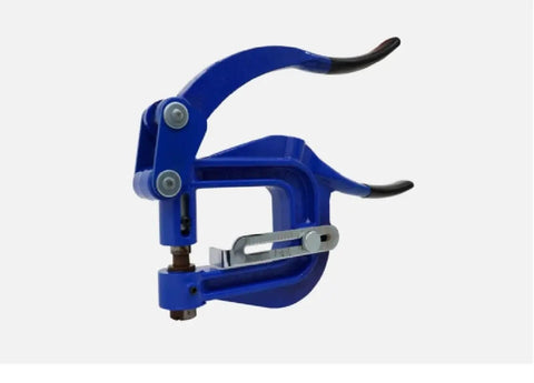 Deep Throat Sheet Metal Rivet Hole Punch Kit With Handy Portable Hand Tool and Six Die Sizes, showing blue hand tool