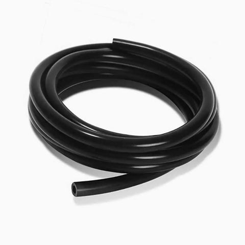 Premium Black Silicone Vacuum Tubing Hose Line Kit For Auto Engines And Turbos With High Performance DIY Intake Or Radiator Hoses Up To 130 Psi Max Pressure Including Assorted Sizes And Hardware Accessories For Any Ride. black silicone vacuum hose coil on white background