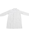 White Long Sleeve Lab Coat For Doctors Nurses And Students Lightweight Breathable Polyester Cotton Workwear That Keeps You Cool And Comfortable With Durable Design And Elastic Cuff For All Day Comfort.
