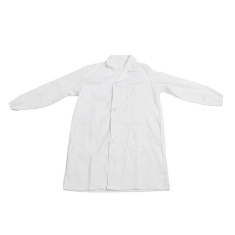 White Long Sleeve Lab Coat For Doctors Nurses And Students Lightweight Breathable Polyester Cotton Workwear That Keeps You Cool And Comfortable With Durable Design And Elastic Cuff For All Day Comfort.