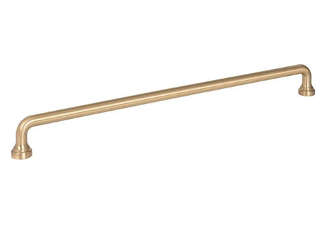 Malin Collection Cabinet Pull In Warm Brass, 12 Inch Center To Center Mounting, 12-11/16 Inch Overall Length, 1-1/4 Inch Projection