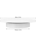 Super Quiet 3 Speed Electric Rotating Turntable For Stunning Product Photos And Live Streaming With 360 Degree Motorized Stand And Battery Power, 22cm round white plate.