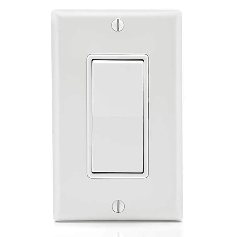 Antimicrobial Decora Rocker 3 Way AC Quiet Switch 15 Amp 120 277V White Model 5603 2AW, white front view