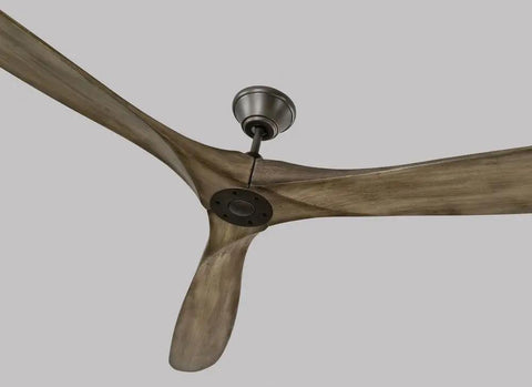 Modern Triple Blade Ceiling Fan With Handheld Remote Delivering Smooth Big Breezes Low Noise Motor Matte Black Housing Paired With Rich Dark Walnut Blades For Easy Cooling showing walnut blades and matte black motor.