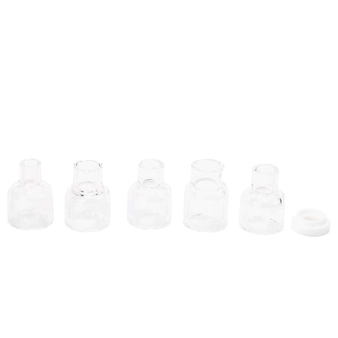 Heavy Duty Welding Torch Consumable Kit with Beefy Glass Cups, featuring transparent glass cups for WP9 WP20 torches.
