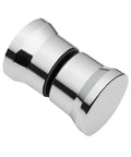 Smooth Chrome Shower Door Handle Pair Featuring Tough Abs Core And Grippy Tactile Texture For Rapid Diy Install On Bathroom Glass Doors And Panels Up To Three Quarter Inch Thick Top Notch Quality Makeover, showing chrome handle with a circular design.