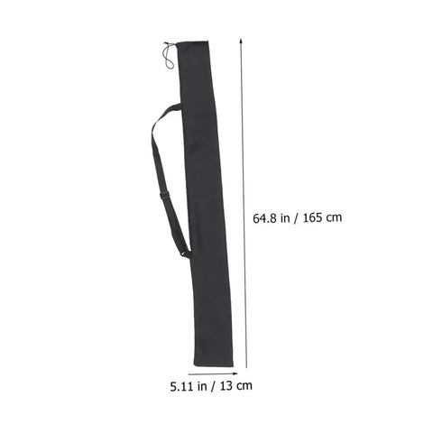65 Inch Sword Back Bag Cover For Katana And Shinai Travel Case with measurements showing height and width, black color