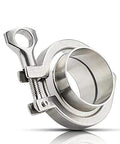 Stainless steel 1.5in tri-clamp to 3/4in tube ferrule clamp with silicone gasket, side view