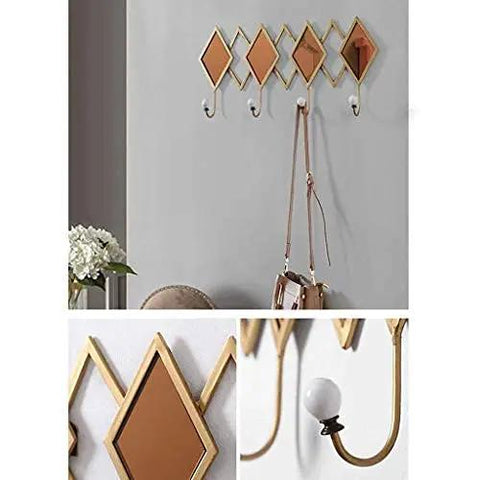 Super Solid Wrought Iron Wall Mount Coat Hook With Drop Dead Gorgeous Glass Accent Sphere Heavy Duty Bracket Zero Drill Setup, featuring brown diamond hooks.