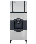 Workhorse Commercial Cube Ice Maker With Matched Dispenser For Bars And Hotels Churning Four Three Five Lbs Daily keeping ice pristine with a sleek metal finish.