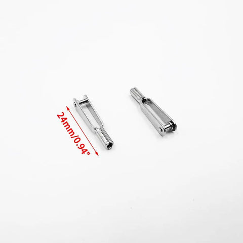 10 Pcs M2 Thread Self Locking Metal Clevis Quick Link Steel Clevis For Fixed Wing RC Airplane And Helicopter Model Toy Replacement Parts Ideal For RC Hobbyists Seeking Secure Flexible Linkage And Easy Adjustability For Quick Field Repairs, 24mm silver metal clevis