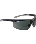 Premium Heavy Duty Anti Fog Safety Specs With Sleek Translucent Black Frames And Badass Mirror Lenses side view