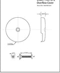 Top Shelf Polished Brass Bathtub Overflow Faceplate With Screw Universal One Hole Drain Cover side view technical drawing.