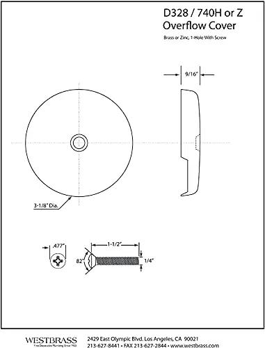 Top Shelf Polished Brass Bathtub Overflow Faceplate With Screw Universal One Hole Drain Cover side view technical drawing.