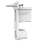 Slick SuperSlide Wire Shelving Support Bracket With Preloaded Wall Anchors For Straight Up Easy Mount On Three Quarter Inch Closet Rods White Finish, detailed side view.