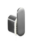 Thickened Stainless Steel Wall Mount Robe Hook With Slick Rounded Edges Designed For Heavy Usage Keeps Your Bathroom And Kitchen Tight With Easy Drop Install For Daily Grind, grey single hook side view.