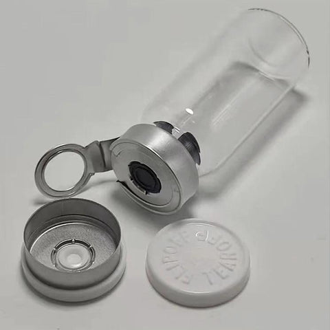 GISUREM 10ml glass lab vial with flip-off aluminum cap, sterile borosilicate, self-healing injection port