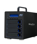4 Bay External Raid Tower Enclosure With Hot Swappable 12G Sas And 6G Sata Drive Bays showing front view with drive bays and control panel.