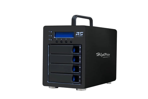 4 Bay External Raid Tower Enclosure With Hot Swappable 12G Sas And 6G Sata Drive Bays showing front view with drive bays and control panel.