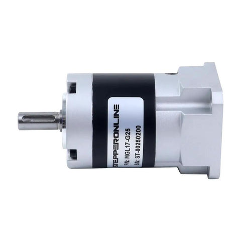 Side view of MGL Series Planetary Gearbox With 25 To 1 Gear Ratio And 45 Arc Minute Backlash For 5 Mm Shaft And Standard Nema 17 Stepper Motor