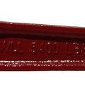 Close-up of red ratchet binder marked WLL 5400 lbs from Heavy Duty Grade 70 Chain And Binder Kit With Four Five Sixteenth Inch Twelve Foot G70 Transport Chains And Four Ratchet Binders With Grab Hooks 4700 Lb Working Load Limit Each Ideal Flatbed Truck Trailer Tie Down Gear