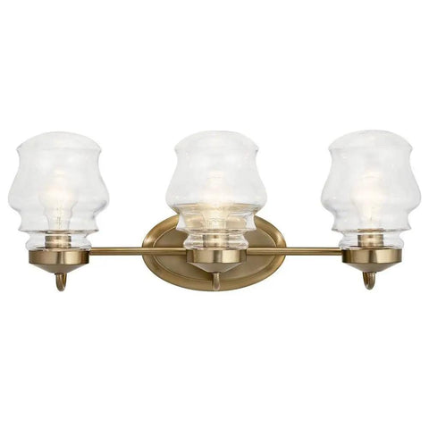 Janiel 24 Inch Three Light Vanity Light With Clear Glass Shades In Classic Bronze Finish For Above The Mirror Dope Modern Bathroom Vanity Fixture