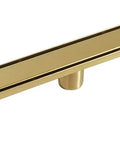 Gold 28 Inch Linear Shower Drain With 2 In 1 Flat And Tile Insert Cover Stainless Steel Brushed Brass Rectangle Shower Floor Drain