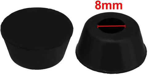 30 Pack Conical Rubber Feet 8mm Inner Diameter, 21mm By 16mm Base, 10mm Height Bumper Pads For Furniture And Appliances, Non Slip Anti Scratch Protectors, Easy Install, Black shown