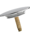 Bath Basin Waste Stopper 70mm Diameter, Adjustable Pop-Up Drain-Plug in chrome finish with wooden shaft detail.