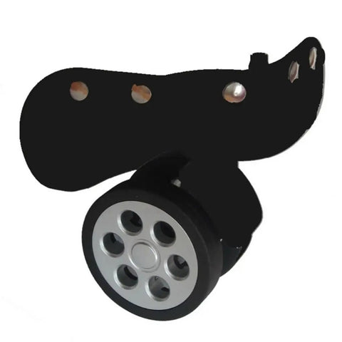 Thinking Process: black rubber suitcase wheel replacement, single large spinner caster with mounting plate