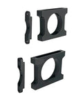 Sturdy Aluminum Tube Clamp Fits 30 40 50 mm Drone Frames With Fast CNC Machine Integration And Bolt Circle Motor Plate Mounting For Quick Easy Installations, black aluminum clamps displayed.