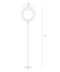 Diagram of Torchiere-Style No-Fuss Dimmable LED Floor Lamp For Living Rooms And Offices showing 18-inch adjustable rings.