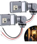 Two Pack Outdoor Dusk To Dawn Photocell Sensor Switch For 120V AC Lighting Auto On At Low Light Off At Bright 1000W Max Waterproof