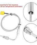 K Type Thermocouple Temperature Probe Sensor For Exhaust Gas Temperature EGT, 1 8th Inch PT With Exposed Tip And Connector
