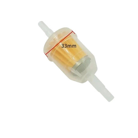 Plastic fuel filter component in 33mm, part of Full Set F72 C Carburetor Replacement Kit For Golf Cart Upgrade Fuel Parts 26645 G03 26645 G01 72558 Delivers Smoother Starts Quiet Ride And Reliable Fuel Delivery On Bumpy Roads.