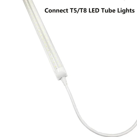 Linkable T5 And T8 LED Tube Power Extension Cord with On Off Switch, connected to LED tube light