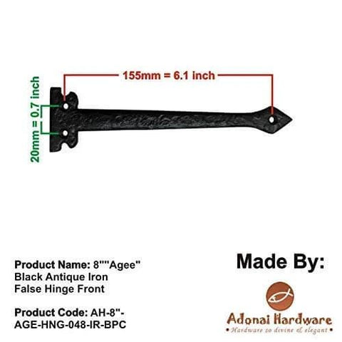 Agee Heavy Duty 7 Inch Antique Cast Iron Strap Hinge Front 4 Pack Matte Black For Vintage Barn Doors Gates Furniture