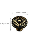 Solid Zinc Alloy Cabinet Handles And Drawer Knobs, Antique Bronze Single Hole Furniture Pulls, floral design, 1.41 x 1.1 in, 2 Pack