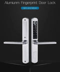 Tough As Nails Waterproof Gate Lock Featuring Fingerprint Scan Smart App Control And Keypad Access For Aluminum Or Iron Doors Quick Biometric Entry Hella Secure Outdoor Hardware You Can Trust, slim aluminum design.