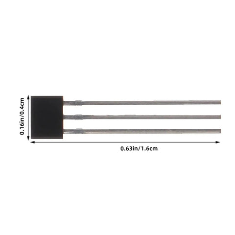 40 Piece Hall Effect Sensor Kit For Pro Grade Magnetic Detection In Industrial Lab Research And Electric Vehicle Motor Repair Easy To Use Durable Linear Hall Sensors For Accurate Sensing, 3-pin sensor close-up with 0.63in x 0.16in size