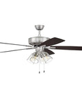 52 Inch Pro Plus Ceiling Fan With Four Light Kit, White Finish, Lit Clear Glass Lights, Reversible Blades, Dual Mount View