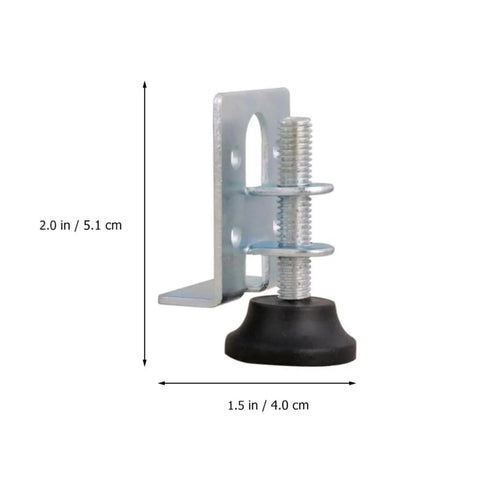 Side view of 4 Pack Adjustable Furniture Leveling Feet with carbon steel core and nylon cap, dimensions shown.