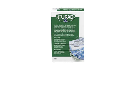Non Stick Wound Care Pads 2 By 3 Inches 20 Count for ouchless removal in retail box, showing product description and features