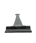 Heart Style Wrought Iron Strap Hinges, 18 Inch, Black Flush Mount With Spade Tip For Gates And Doors, Heavy Duty Rust Resistant Powder Coat Finish, Pack Of 2, close-up view
