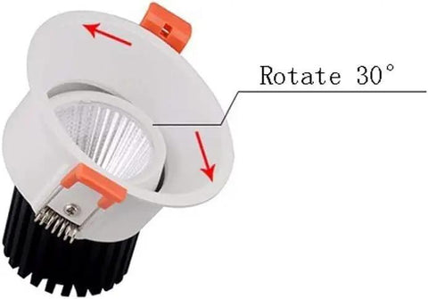 WKNHHL Recessed Lighting Housing Trim Kits Hall Recessed Spotlight Lamp Angle Adjustable showcasing 30-degree rotation feature.