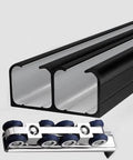 Heavy Duty Black Sliding Door Hardware Kit For Double Barn Doors With Soft Close Bypass Track System For Closet Wall And Ceiling Mount 39 Foot