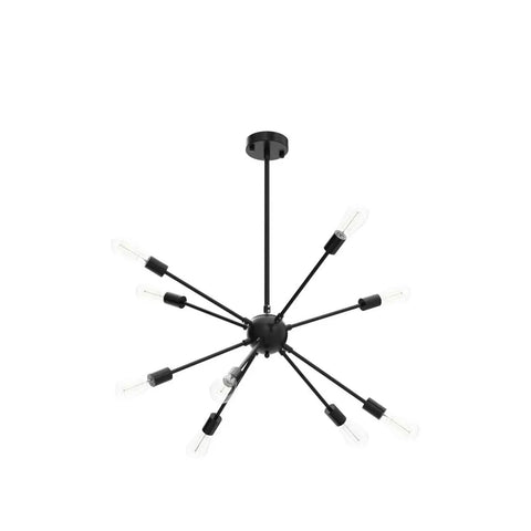 Sputnik Style 10 Light Ceiling Pendant Sleek Dope Modern Industrial Vintage Hanging Lights With Adjustable Height Black Finish